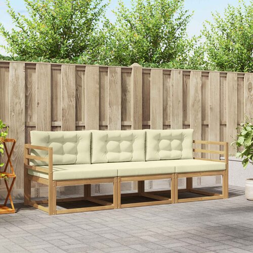  Set vanjskih sofa s jastukom 3 pcs Bijela i krem Poliester Cene