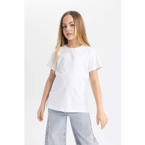 Defacto girls' White Crew Neck Short Sleeve School T-Shirt Slike