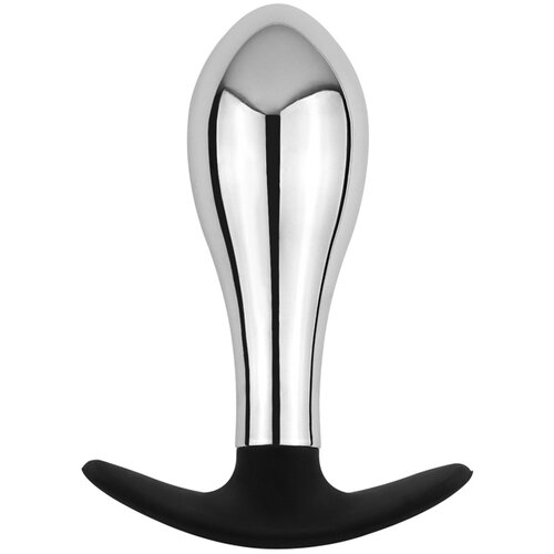 SuperLove Teardrop Metal Butt Plug with Silicone Base Silver Large Slike