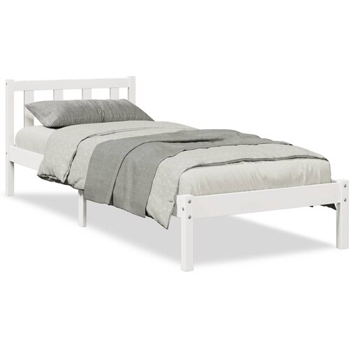 Maison Chic Daljši Posteljni okvir - Enojna postelja - Postelja za odrasle brez vzmetnice bel 90x210 cm borovina, (21695682) Cene