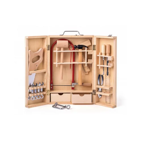 Woody Kovinsko orodje v leseni škatli – veliko