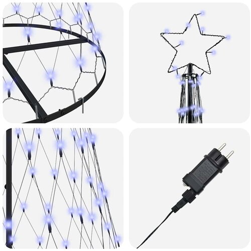  LED božićno drvce s 295 LED svjetlima Plava 250 cm Metal Slike
