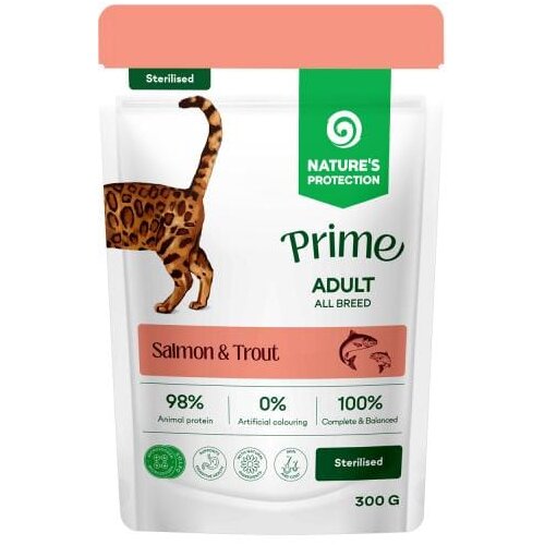 Nature's Protection NP Prime Adult Cat Sterilized Salmon & Trout - 300 g Cene