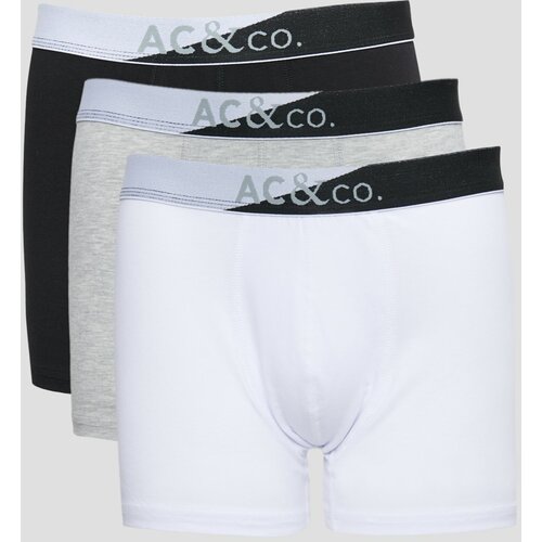 AC&Co / Altınyıldız Classics men's black-gray melange-white 3-pack of flexible boxers with cotton. Slike