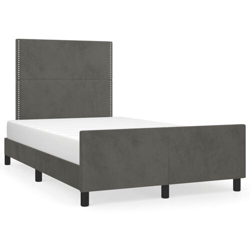 VidaXL Posteljni okvir z vzglavjem temno siv 120x190 cm žamet Slike