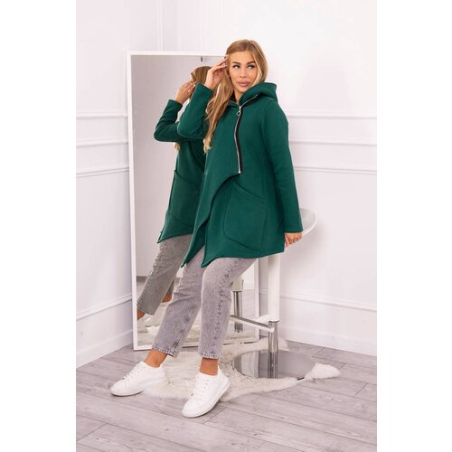 Kesi Insulated sweatshirt with asymmetrical zipper in dark green color Cene