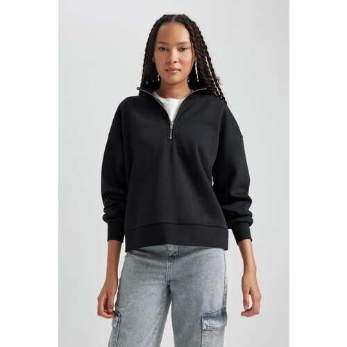 Defacto Regular Fit Zippered High Collar Sweatshirt Slike