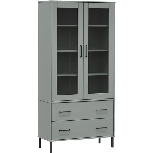Maison Chic Knjižna omara - Knjižni regal z nogami siva 85x35x172,5 cm trden les OSLO, (21725327) Slike