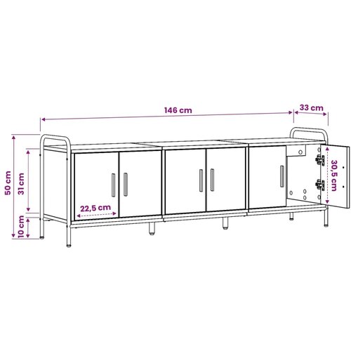  TV ormar 146 x 33 x 50 cm Dimljeni hrast Konstruirano drvo - Dimljeni hrast 146 x 33 x 50 cm Slike