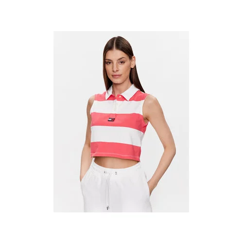 Tommy Jeans Polo majica DW0DW15325 Roza Relaxed Fit