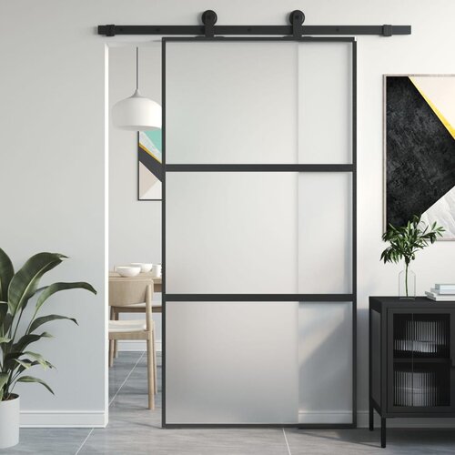 vidaXL Klizna vrata crna 102 5x205 cm od kaljenog stakla i aluminija Cijene