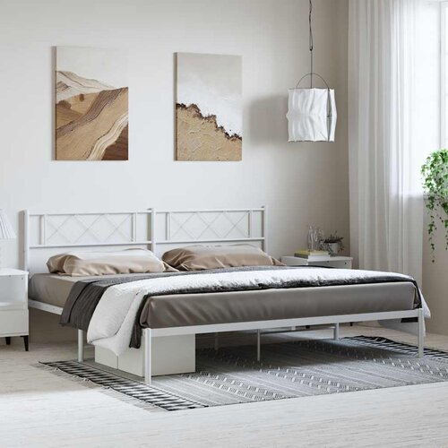  Metalni okvir za krevet s uzglavljem bijeli 183x213 cm Cijene