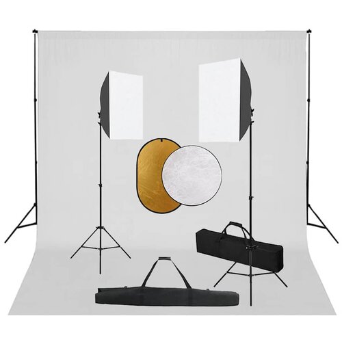  Fotografska oprema sa softboxovima, pozadinom i reflektorom Bijela 300 x 300 cm Cene