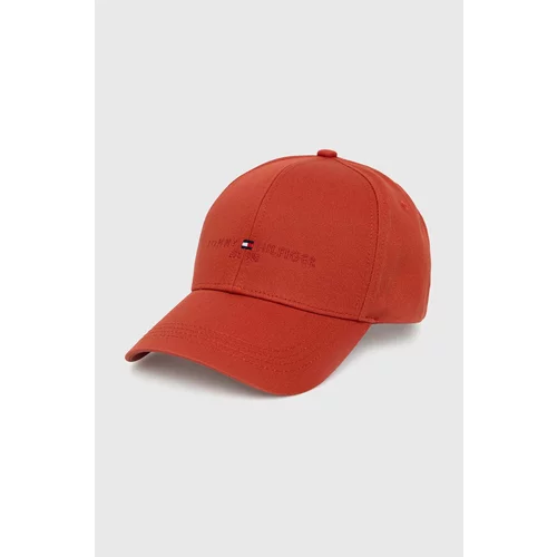 Tommy Hilfiger Pamučna kapa boja: crvena, glatka