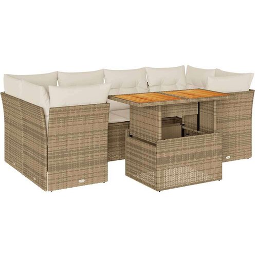 VidaXL 7-dijelni set vrtnih sofa od poliratana s jastucima bež Slike