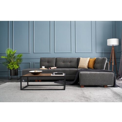 Atelier Del Sofa Temno siva raztegljiva kotna sedežna garnitura (desni kot) Manama &amp;ndash; Slike