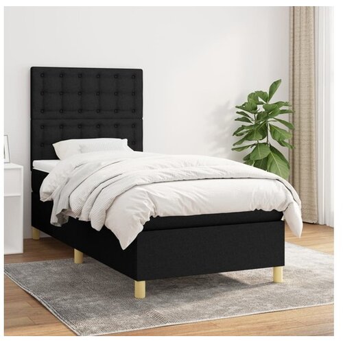  Box spring postelja z vzmetnico črna 100x200 cm blago Cene