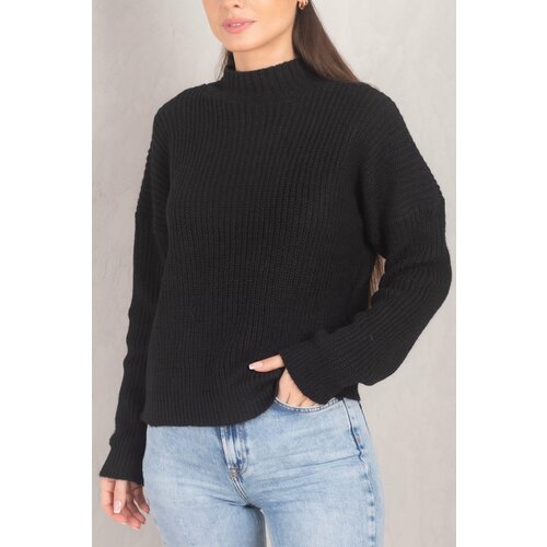 armonika Women's Black High Collar Knitted Sweater Cene