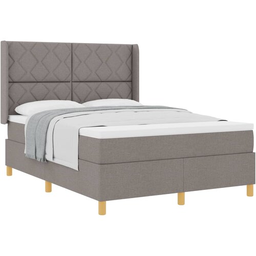 VidaXL Postelja z vzmetnico z vzmetnico Taupe 140 x 200 cm blago, (5000127599) Slike