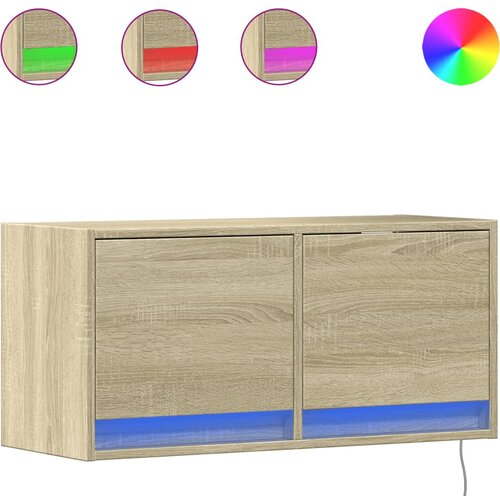 Maison Chic Stenska TV omarica - TV stojalo - Televizijska omarica z LED lučkami sonoma hrast 80x31x38 cm, (21699443) Slike