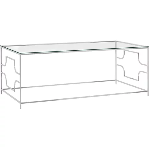 vidaXL Klubska mizica srebrna 120x60x45 cm nerjaveče jeklo in steklo, (20715641)