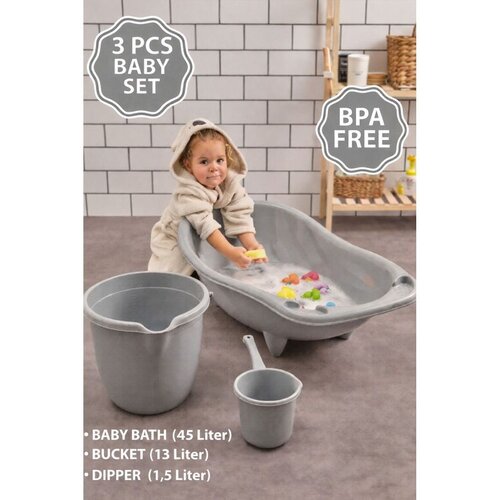 WALLXPERT Bl-12017 - Sivi set za kupanje beba (3 dela) Cene