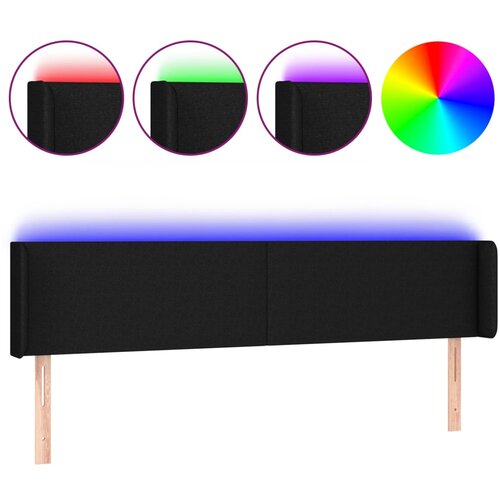Maison Chic LED posteljno vzglavje - Vzglavna omarica črno 183x16x78/88 cm blago, (22076996) Slike