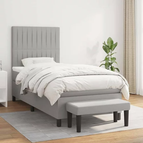  Box spring postelja z vzmetnico svetlo siva 80x200 cm blago, (20901656)