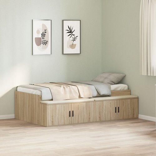 VidaXL Postelja s shranjevanjem Sonoma hrast 75x190 cm Slike