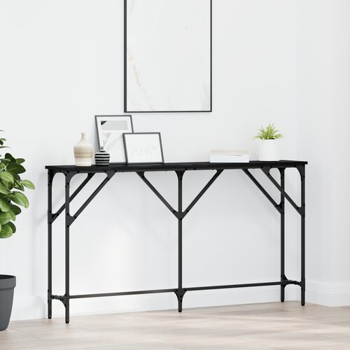VidaXL Konzolna miza Črna predela 140x23x75 cm Inženirski les Slike