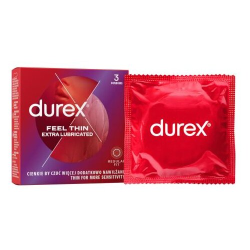 Durex Feel Thin Extra Lubricated kondomi 1 pakiranje za mo&amp;scaron;ke Slike