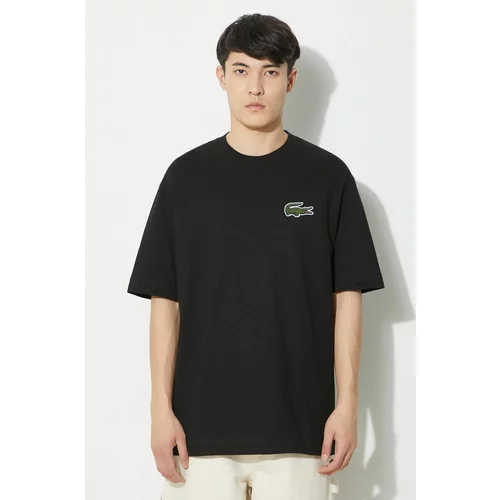 Lacoste Pamučna majica boja: crna, s aplikacijom
