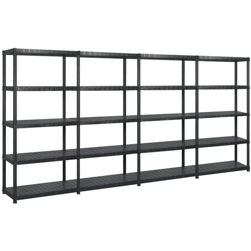 VidaXL Regal s policami 5-nadstropni črn 340x40x185 cm plastika Slike