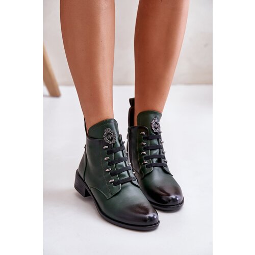 Kesi Low insulated ankle boots with zipper with green decoration Nevalia Cene