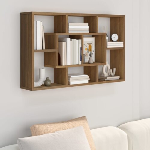 VidaXL zidna polica boja smeđeg hrasta 85x16x52,5 cm konstruirano drvo Slike