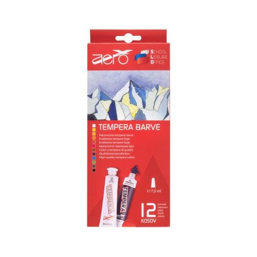 Boja tempera Aero 7,5ml tubice 12 kom u kartonskoj kutiji Slike