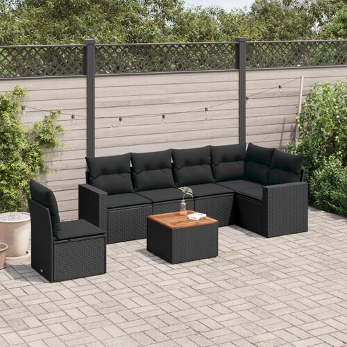 vidaXL 7-dijelni set vrtnih sofa od poliratana s jastucima crni Cijene