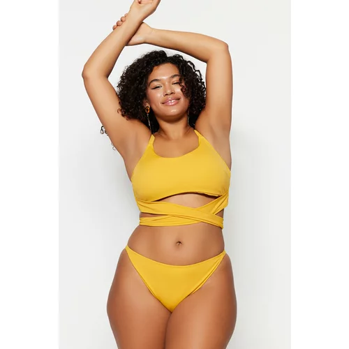 Trendyol Curve Plus Size Bikini Bottom - Yellow - Plain