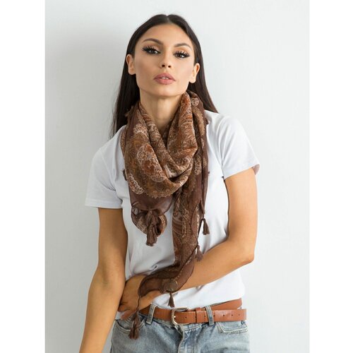 Fashion Hunters Brown scarf with fringes and a print Slike