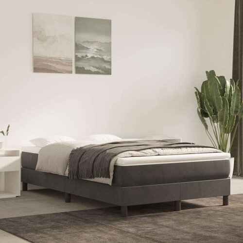 Box spring postelja z vzmetnico temno siva 120x200 cm žamet, (20726032) Slike