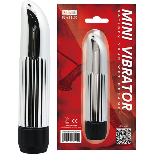  Srebrni mini vibrator od ABS-a &amp;mdash; 13,6 cm &amp;mdash; BW 6004 Slike