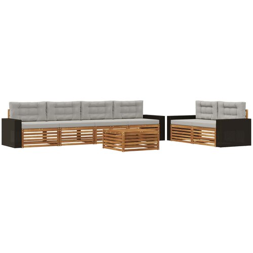 vidaXL Zunanja garnitura za sedenje 7 pcs Naravna in svetlo siva, (5000281673) Cene