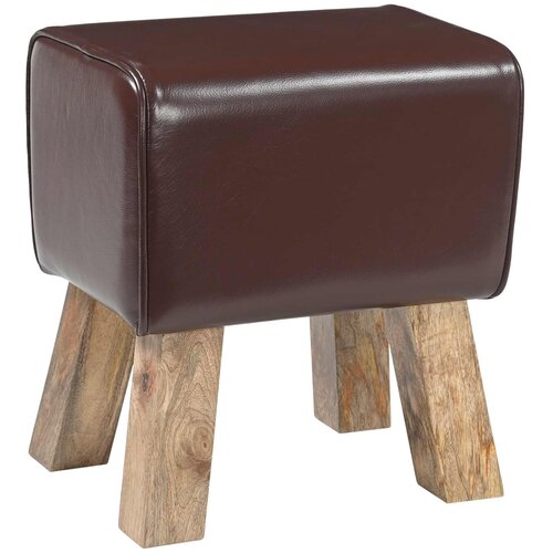  Klupa 40 x 30 x 45 cm Prava koža Tamno smeđa Slike