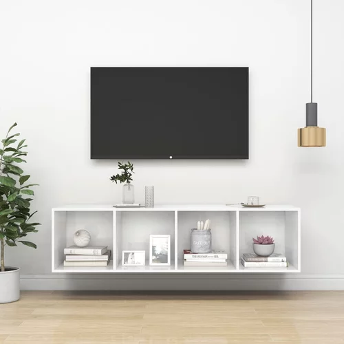 Zidni TV ormarić visoki sjaj bijeli 37x 37x142,5 cm od iverice