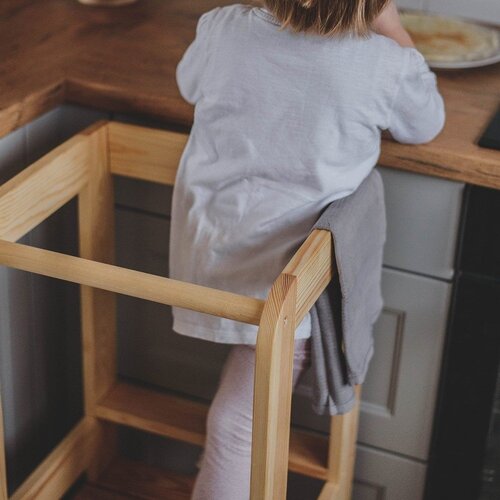 MeowBaby sivi toranj za učenje od borovine montessori Slike