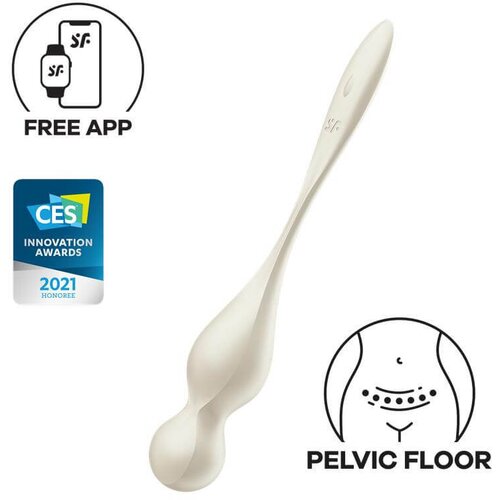 Satisfyer Love Birds 1 - pametna, vibrirajuća lopta gej&amp;scaron;e (bijela) Slike