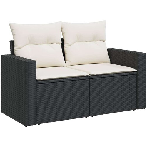 VidaXL 11-dijelni set vrtnih sofa od poliratana s jastucima crni Slike