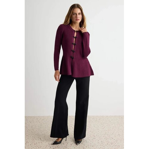 TRENDYOLMILLA Trendyol ženski duks Special Button Peplum Detailed Knitwear Cardigan, ljubičasta Cene