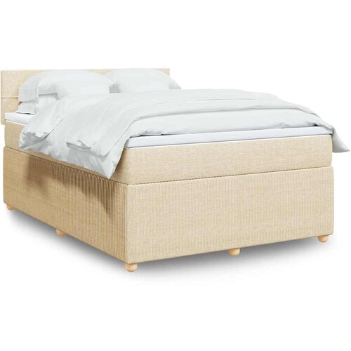  Krevet s oprugama i madracem krem 140 x 190 cm od tkanine Cijene