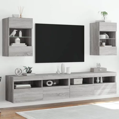 vidaXL Stenske TV omarice z LED 2 kosa siva sonoma 40x30x60,5 cm
